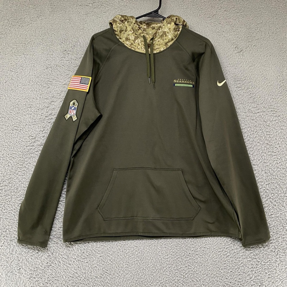 Seattle Seahawks Salute To Service Hoodie Mens XL Green NFL Football Nike USA
